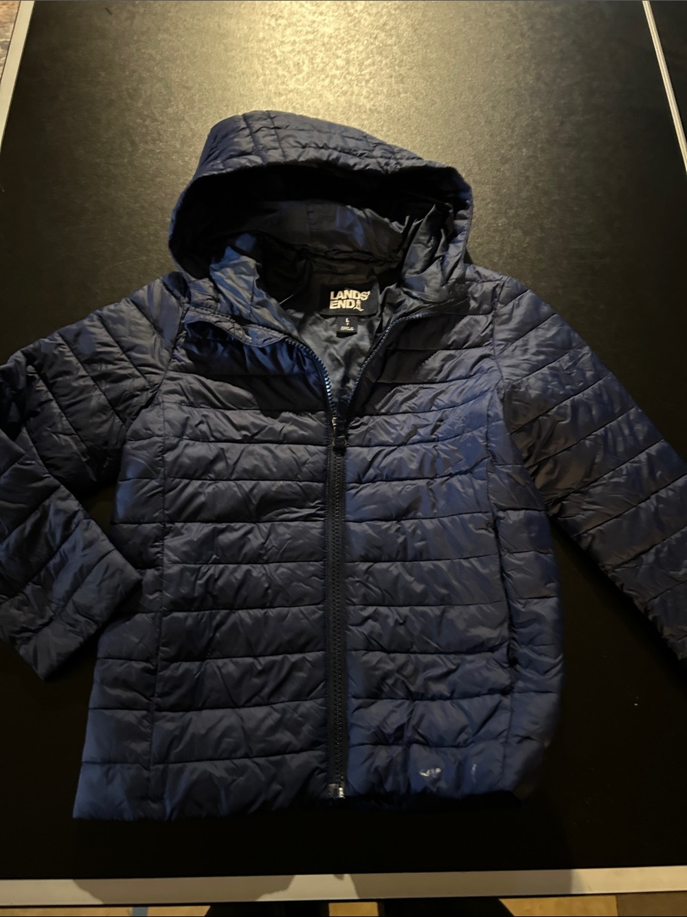 Lands' End Kids Navy Hooded Packable Puffer Jacket